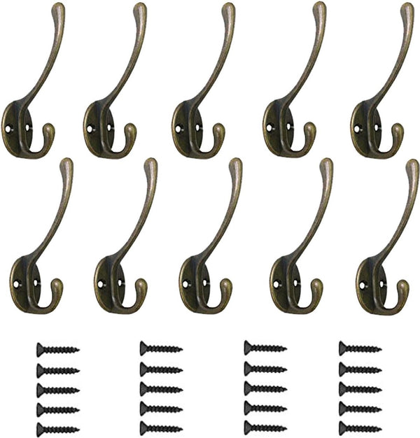10 stuks kapstokken dubbele wandhaken wandkapstokken metalen kleerhangers met schroeven voor kapstokken badkamer keuken retro