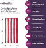 Strandhanddoeken - Cabana Gestreept Klassiek 100% katoenen badstof Ringgesponnen zwembadhanddoek Sneldrogend 450 gsm 2-pack voor volwassenen (variëteit - 4-pack 30 "x 60")