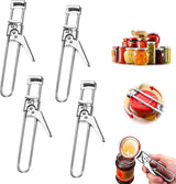 roestvrijstalen dekselopener, 2 stuks, roestvrij staal, instelbare multifunctionele blikopener, antislip, voor senioren, werkbesparende blikopener voor senioren, artritis (zilver)