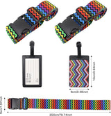 2 stuks kofferriem met 2 bagagelabels, kofferband, riem, kleurrijk, bagageriem, reisaccessoires, suitcase riem, verstelbare multifunctionele bagageriem voor koffer, riem, kofferriem, golf