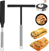 2-delige roestvrijstalen deegverdeler, T-vormige crêpes-distributeur, crêpes-distributeur, roestvrij staal voor pannenkoeken, pannenkoeken, omeletten, voor thuis, keuken, bakken, koken, bakgereedschap