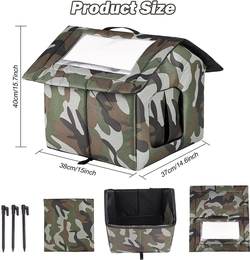 Kattenhuis voor buiten Winterbestendig, opvouwbaar, waterdicht en warm Kattengrothuis met verwijderbaar kussen voor zwerfdieren