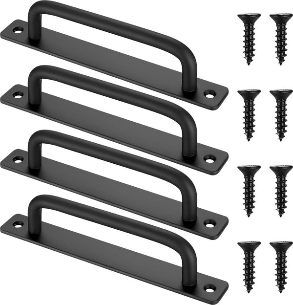 Schuurdeurgreep, 4 stuks. Schuifdeurgrepen, zwarte kastdeurgrepen met schroeven, voor deurkast, keuken, meubels, tuinpoort, schuurkastdeur handgrepen (180x25mm)