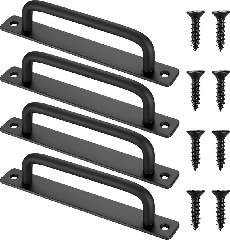 Schuurdeurgreep, 4 stuks. Schuifdeurgrepen, zwarte kastdeurgrepen met schroeven, voor deurkast, keuken, meubels, tuinpoort, schuurkastdeur handgrepen (180x25mm)