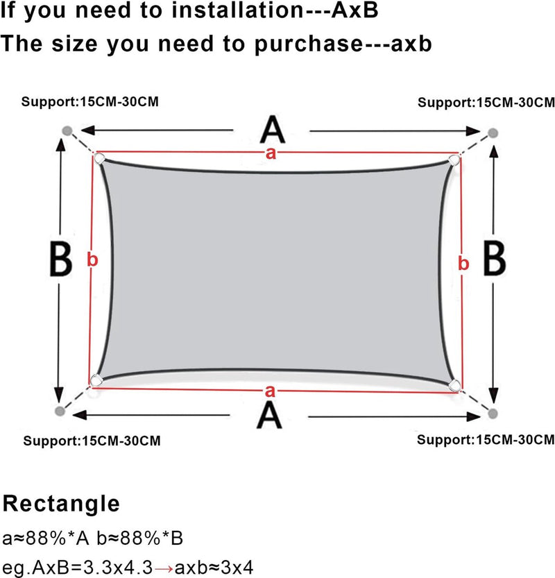 Zonnezeil, rechthoekig, 3 x 4 m, waterdicht, zonwering, weerbestendig, zeil, baldakijn, uv-bescherming, voor balkon, terras en tuin, grijs antraciet