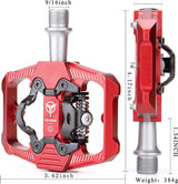 Fietspedalen voor SPD, 3 afgedichte lagers, dubbele functie, plat en klikpedaal, lichte aluminium MTB-pedalen 9/16 inch met noppen voor MTB, racefiets