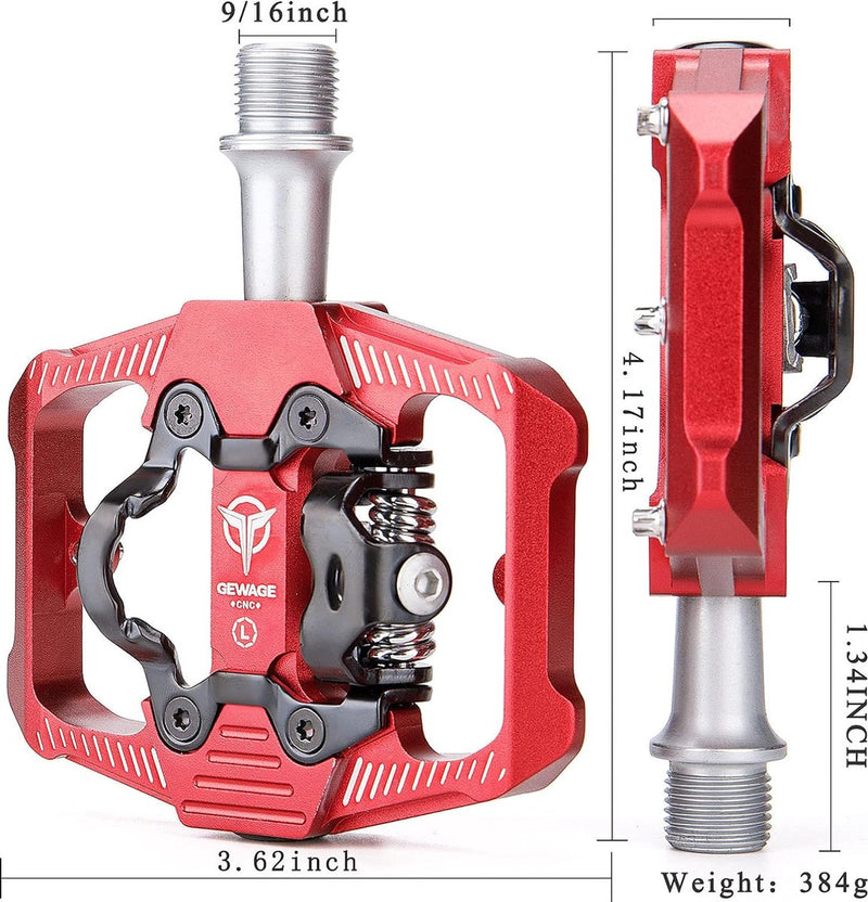 Fietspedalen voor SPD, 3 afgedichte lagers, dubbele functie, plat en klikpedaal, lichte aluminium MTB-pedalen 9/16 inch met noppen voor MTB, racefiets