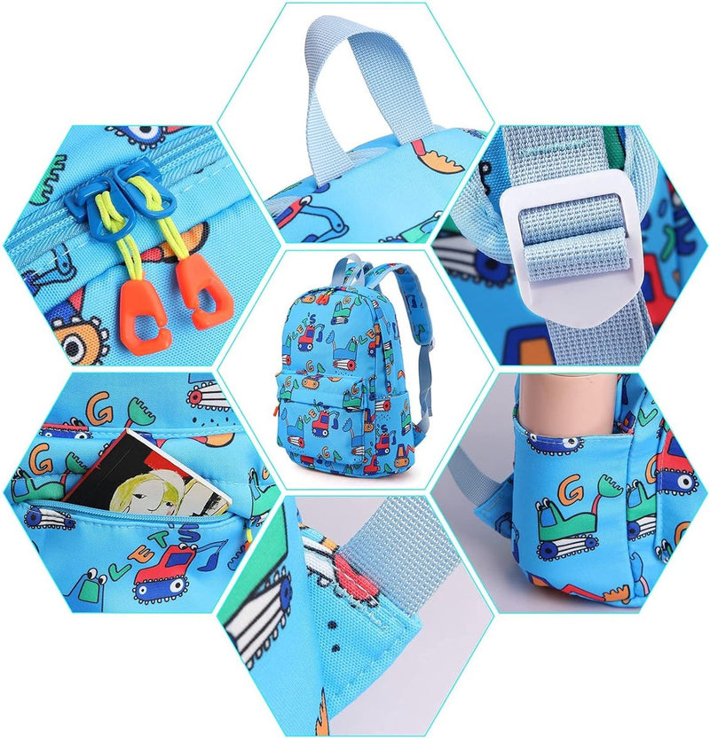 Kinderrugzak jongens peuterschool tas kleuterschoolrugzak dagrugzak cartoon munten portemonnee voor 3-5 jaar, 23 x 13 x 30 cm