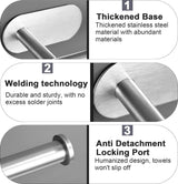 Handdoekhouder zonder boren, zilver 304 handdoekhouder, geborsteld roestvrij staal, uittrekbare handdoekstang om te plakken, voor badkamer en keuken, 23 tot 38 cm