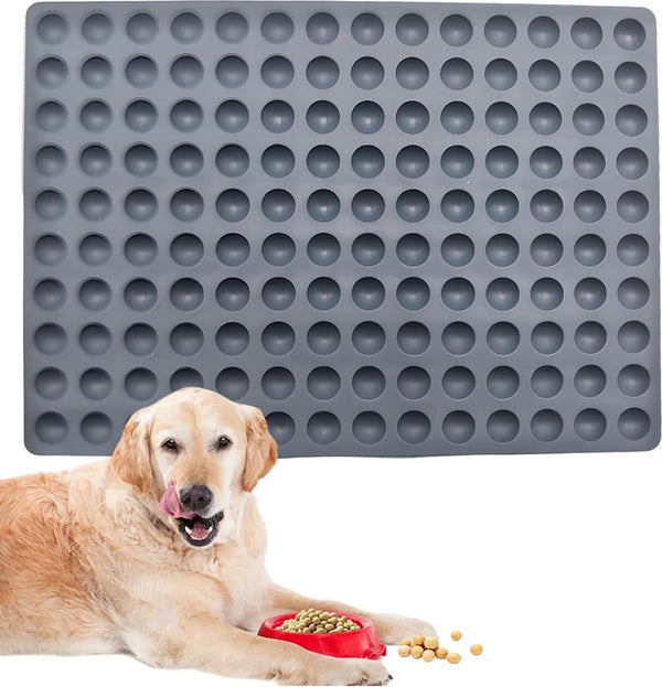 Bakmat, hondenkoekjes mini halve bal (2 cm), siliconen bakmat, hondenkoekjes bakvorm met deegspatel, anti-aanbaklaag, bakvorm voor doe-het-zelf hondenkoekjes en lekkernijen (grijs)
