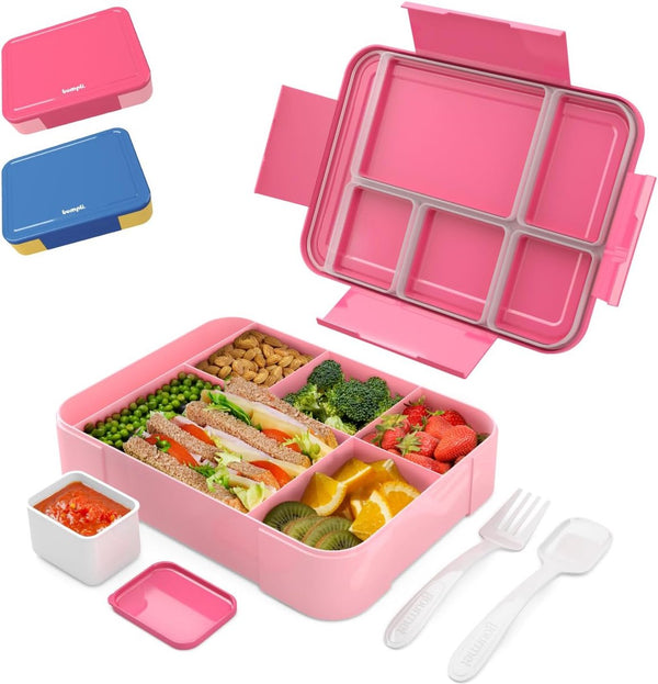 Lunchbox light (6 vakken + bestek) 1330 ml (roze)