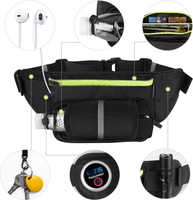 Heuptas voor drinkfles, waterdicht en afsluitbaar vak voor mobiele telefoons tot 16,76 cm (6,6 inch) zoals de iPhone 6 / 6 Plus / 7 / 7 Plus, voor joggen, fietsen, reizen, wandelen, voor dames en heren