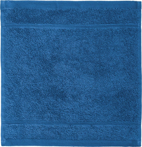 Set van 10 washandjes, gastendoekjes, badstof, bad/huishouden, 30 x 30 cm, 100% katoen, 470 g/m², blauw