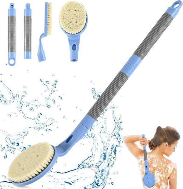 Rugborstel met lange handgreep voor douche, 22" badborstel voor douche, rugschrobber, exfoliatie en verbeterde huidgezondheid voor ouderen met beperkte armbeweging