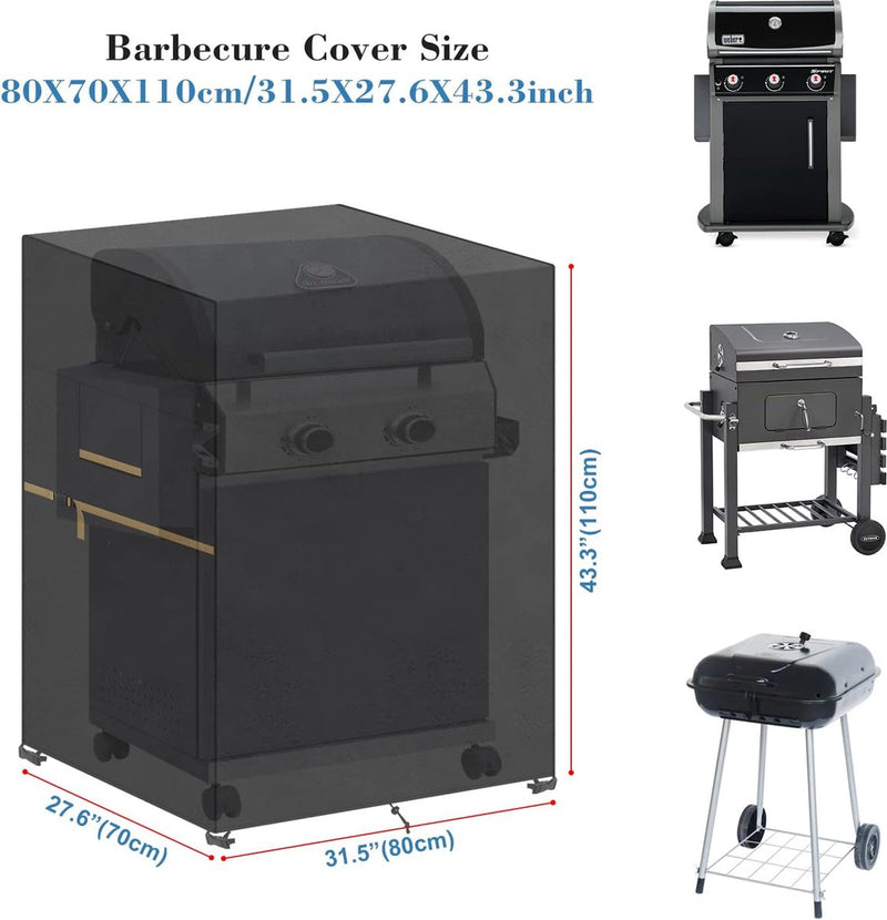 Weerbeschermhoes, grillafdekking, grill, beschermhoes, gasgrill, winterbestendig, waterdicht, uv-bestendig, BBQ-grillafdekking 80 x 70 x 110 cm