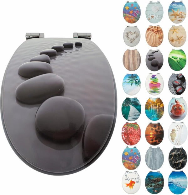 Toiletbril met softclose-mechanisme, houten toiletdeksel, stevige kwaliteit, gemakkelijk schoon te maken