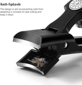 Nagelknipper met nagelvanger voor dikke nagels, nagelknipper groot 8,6 cm, brede kaakopening, roestvrij staal, vingernagel en teennagelknipper met glazen nagelvijl (zwart)