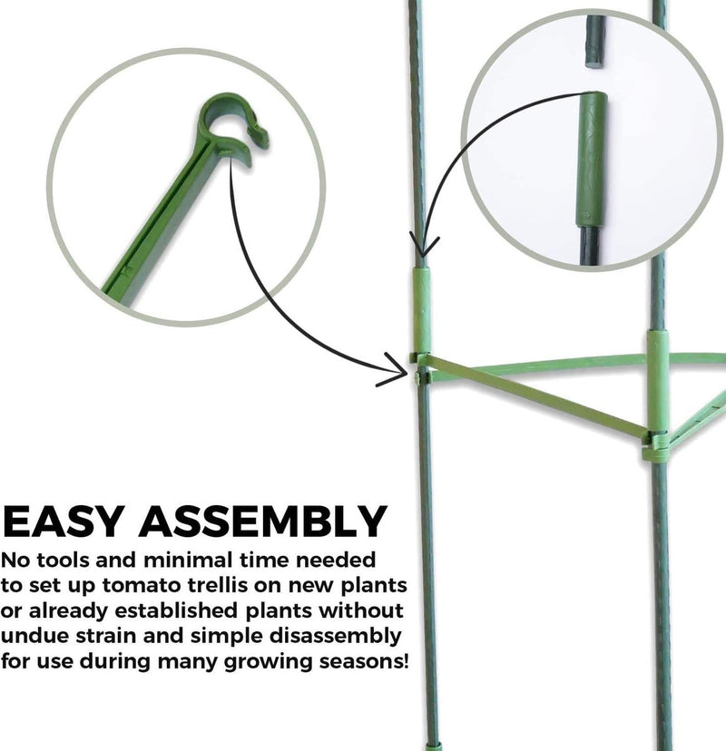 Plantenhouder, klimhulp, planten, robuuste tomatenkooi, tuinplant, steunstangen, kooi, lang staal, kunststof gecoate plantensticks met verbindingsstang (twee sets)