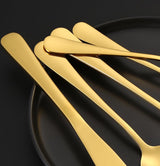 Bestekset voor 6 personen, 30-delige roestvrijstalen bestekset, bestek inclusief mes/vork/lepel, spiegel gepolijst, vaatwasmachinebestendig (goud)