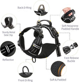 Hondenharnas, No-Pull hondenharnas, borstharnas voor middelgrote honden, zacht, ademend, instelbaar, reflecterend, anti-trek met gevoerde handgreep, zwart, M
