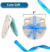 Set van 3 placemats leuk in katten dicht geweven, placemat gevlochten puur katoenen materiaal, placemats kinderen veilig en geurloos (blauw, groen, regenboogkleuren, 18 cm)