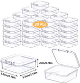 30 stuks opbergdozen met deksel klein, 5,5 x 5,5 x 2 cm rechthoekige lege mini-opbergdoos, kleine doorzichtige plastic kralen opbergdoos voor knutselaccessoires