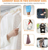 Transparante kledingzakken met ritssluiting, Ouinne-verpakking van 10 kledingzakken lang, 60 x 120 cm/140 cm, voor kledingopslag, doorschijnende pakzakken, kledinghoezen voor jassen, jassen (wit)