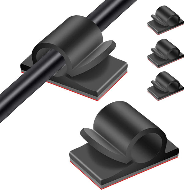 Kabelclips, zelfklevend, 100 stuks, USB-HDMI-kabelbeheer, houder, ronde kabel, Tidy Clips voor bureau, muur, workshop, thuis, kantoor, outdoor, fairy light