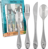 Kinderbestek Sea Animals – 4-delige set – kinderbestek roestvrij staal – bestek voor kinderen – eetbestek – vaatwasmachinebestendig – kinderbestek – kinderbestekset - voor kinderen vanaf 3