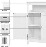 Badkamerkast vrijstaande keukenkast met verstelbare plank en dubbele deur vrijstaande badkamer wit 60 x 30 x 80 cm
