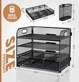 Mesh Brievenbak Organisator, Bureau Nette Organisator Bestand Documenthouder A4 Papieren Archiefladen voor Thuiskantoor School (Mesh Metal 4 Tier + Lade + Penhouder)