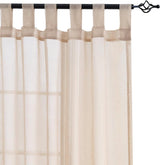 Voile gordijnen met lussen, transparante gordijnen, voor woon- en slaapkamer, keuken, 145 cm x 140 cm (h x b), set van 2, beige
