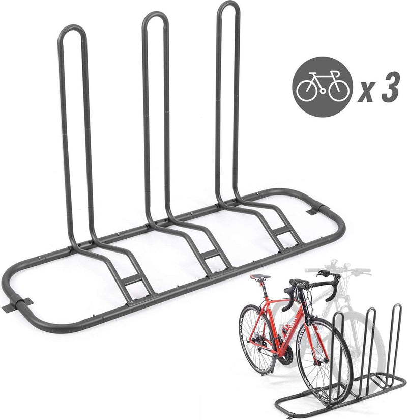 Fietsstandaard, voor 3 fietsen, standplaats voor 3 fietsen, 124 x 39,5 x 73,5 cm
