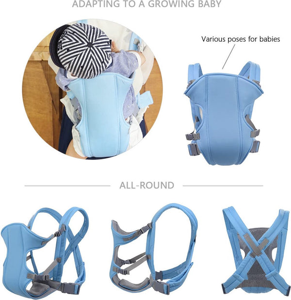 Buikdrager voor baby's, verstelbaar, ademend, draagband voor baby's van 3,5-15 kg, hemelsblauw, babydrager