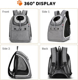 Huisdierrugzak, draagbaar, transportrugzak, reizen, draagtas voor huisdieren, reizen, ademende dagrugzak voor grote katten en kleine honden, grijs A