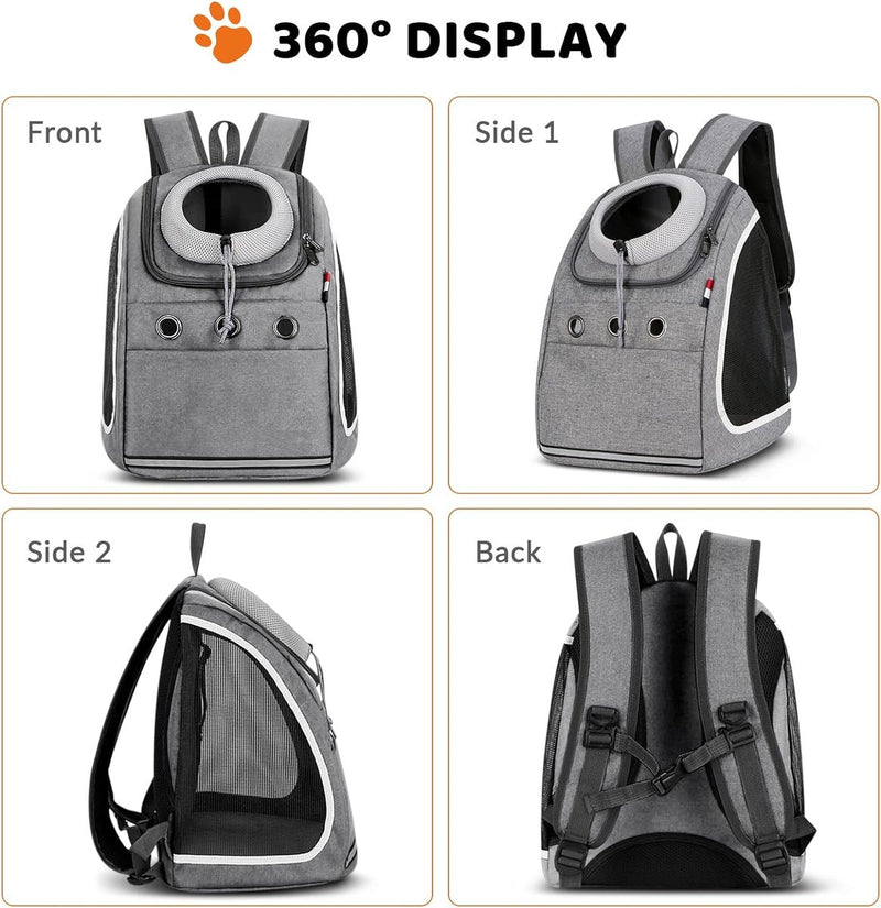 Huisdierrugzak, draagbaar, transportrugzak, reizen, draagtas voor huisdieren, reizen, ademende dagrugzak voor grote katten en kleine honden, grijs A