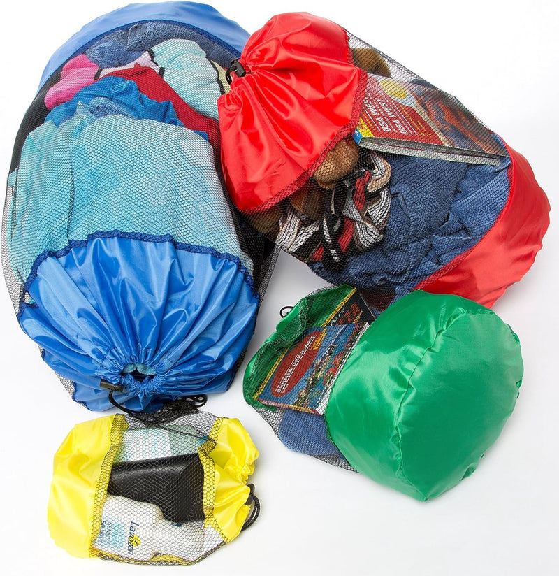 4-delige set netzakken, praktische pakzakken in vier verschillende maten voor sport, vrije tijd, huishouden, outdoor en vakantie