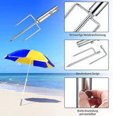Gazondoorn voor parasol, afneembare grondpen, parasolspies, grondpen, parasolhouder, vloer, parasolstandaard, parasol met 4 haringen, voor strand, gras, zand, tuinparasol