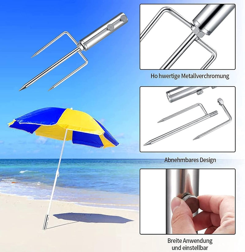 Gazondoorn voor parasol, afneembare grondpen, parasolspies, grondpen, parasolhouder, vloer, parasolstandaard, parasol met 4 haringen, voor strand, gras, zand, tuinparasol