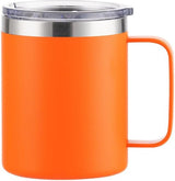 Roestvrijstalen thermosbeker met deksel, 473 ml, dubbelwandig, met handvat, lekvrij, campingbeker, reisbeker, bierpul, BPA-vrij