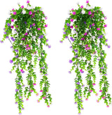 2 stuks kunsthangplanten, bloemen, meerkleurig, kunstbloemen aan de muur, kunsthangplanten, hangbloemen, klimop voor binnen en buiten, balkon, bruiloft, tuin, wanddecoratie