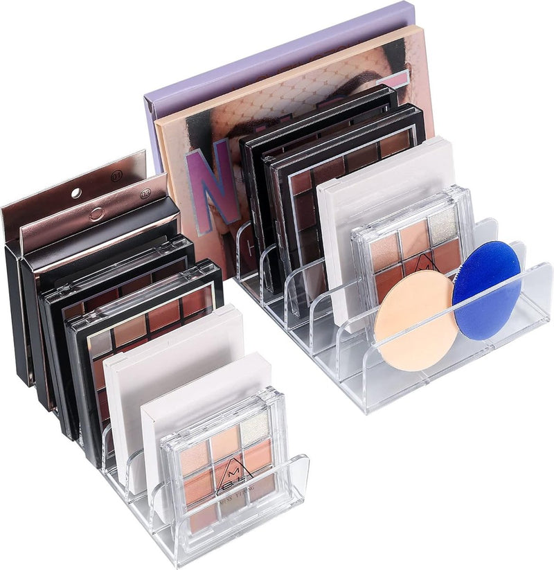 2 stuks oogschaduw-organizer, acryl cosmetica-paletten, organizer van kunststof met 7 sleuven, make-up make-up opslag, make-upcontainer, poederpalettenhouder voor badkamer, werkblad, S + L