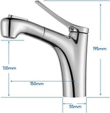 Wastafelkraan met uittrekbare douchekraan Badkamer Uitschuifbare Kraan Badkamer Badkamer Kraan Wastafel Kraan Chroom