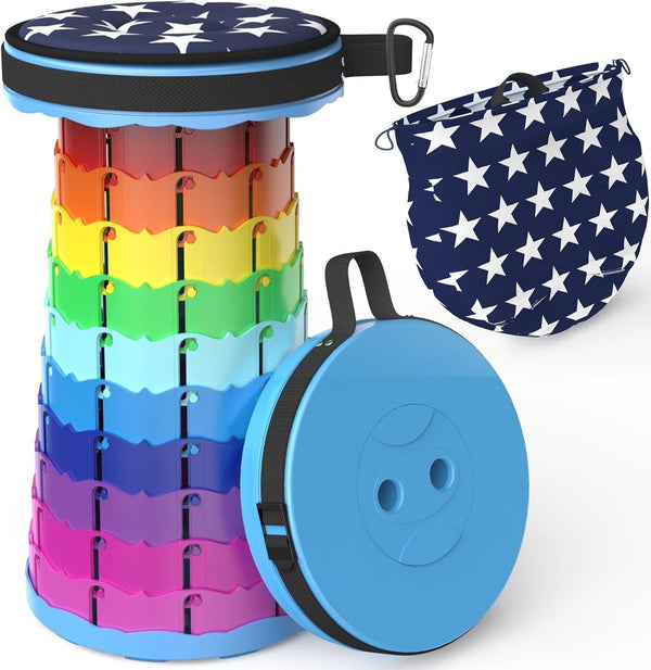 Telescopische kruk met kussen, opvouwbaar, lichtgewicht en draagbaar, kruk voor volwassenen, campingkruk voor wandelen, reizen, barbecue, maximale belasting 200 kg, met draagtas