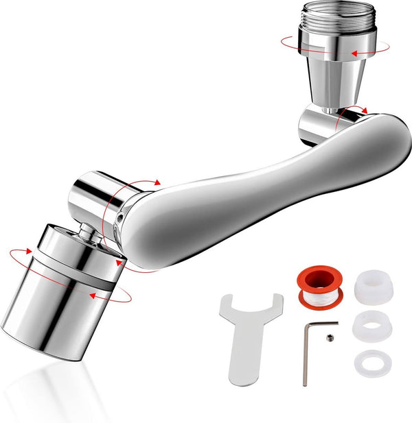 1440° draaibare waterkraan, straalregelaar, badkamerkraan, verlengstuk met waterbesparing, 2 sproeimodi, verlenger, sproeikop voor badkamer, keuken