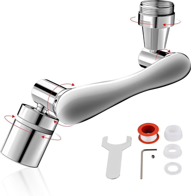 1440° draaibare waterkraan, straalregelaar, badkamerkraan, verlengstuk met waterbesparing, 2 sproeimodi, verlenger, sproeikop voor badkamer, keuken