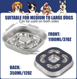 Anti-sling hondenkom, anti-slingerkom, roestvrij staal, slowfeederkom, hond, antislip roestvrijstalen hondenkom voor grote, kleine en middelgrote honden, voerbak hondenkom