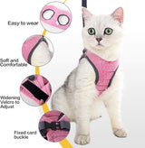 Cat Harness and Leash, Ultra-Light, Escape-Proof, Adjustable, Soft Mesh Fabric, Padded, Running Vest, Jacket for Kittens, Pets, Puppies, m, Pink