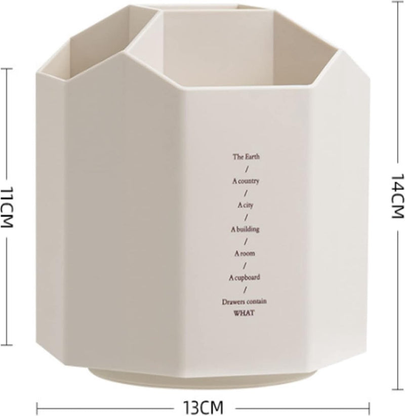 360 graden draaibare bureau-organizer, multifunctionele pennenhouder, gepersonaliseerde creatieve kantoorpennenhouder, multifunctionele opbergdoos (niet-recht wit)