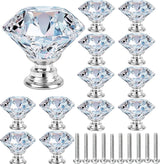12 stuks 30 mm kristallen deurgrepen, kastknoppen ladenknoppen meubelknoppen kastgrepen, ladekast diamant glazen handgrepen voor thuis kantoor DIY (transparant 30 mm | 12 stuks)